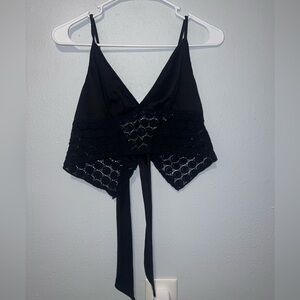 Nella Fantasia Black Tie Back Boho Style Crop Top